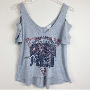 Self-E | Elephant Graphic Cold Shoulder Tee Sz XS
